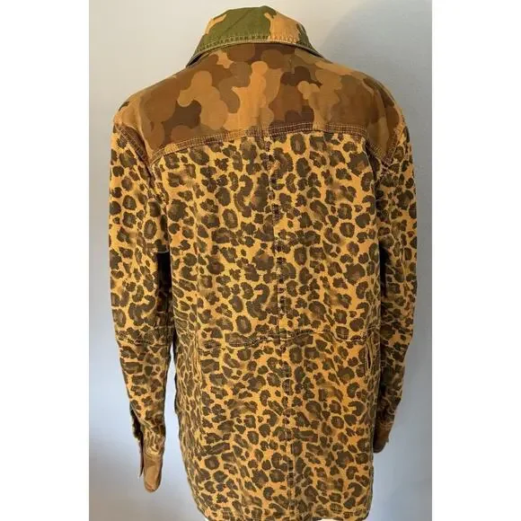 Anthropologie Pilcro Camo Leopard Jacket Sz XLP Utility Shacket Streetwear Style - Picture 4 of 15